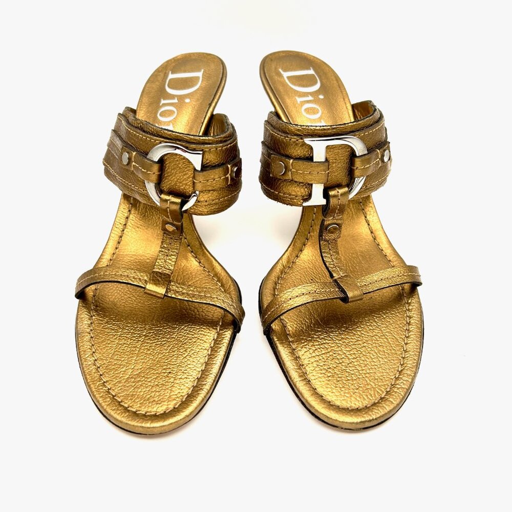 Christian Dior Sandals in Metallic Leather - Picture 1 of 12